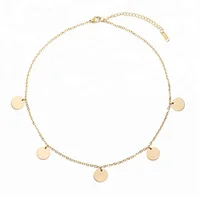 

Women 925 Sterling Silver Coin Small Gold Disc Layered Choker Necklace