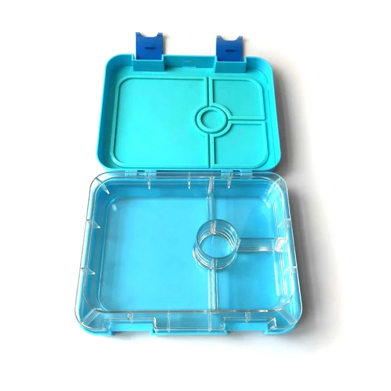 

Ready to Ship Microwaveable Bento-Styled Durable Leak-Proof kids 4 sections Bento Lunchbox, Green/blue/pink or customized