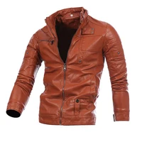 

Plus size Men's Waterproof Stand Collar Black Brown Color Classic Man Pu Leather Jacket