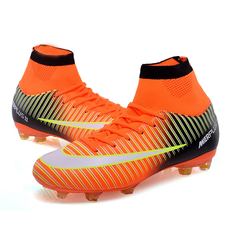 

New Design Fashion Football Shoes Men Outdoor Soccer Shoes, Orange, yellow, blue, black