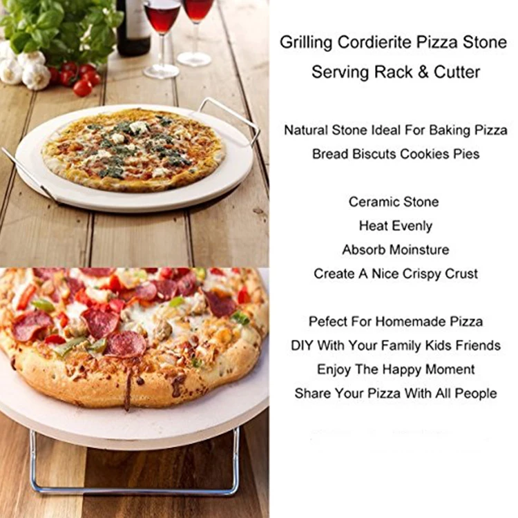 
Hot selling heat resistance classic round cordierite pizza oven stone 