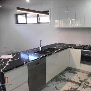 Calacatta Black Marble Like Artificial Stone Quartz Countertops