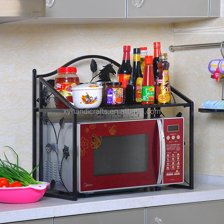 Wrought Iron 2 Tier Storage Shelf E Saving Kitchen For Microwave Oven Wrought Iron 2 Tier Storage Shelf E Saving Kitchen For Microwave Oven
