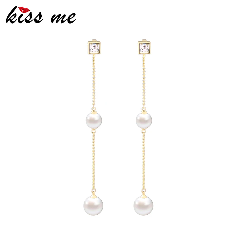 

ed01523c Crystal Stud Earrings, Korea Style Simple Pearl Pendant Earrings For Fashion Girls, As picture