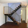 indoor straight staircase solid wooden steps