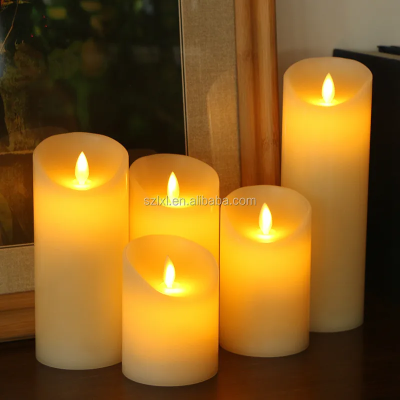 
Pillar Dancing Wick Wax Imitated LED Candle/ Swing Flame LED Flameless Pillar Wax Candle Light 