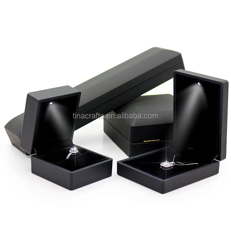 Leather Led Jewelry Box Wedding Ring Pendant Necklace Boxes With Led