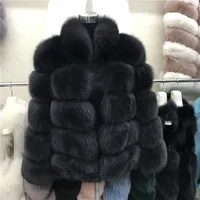 

2019 High quality fashion Short Style Stand Collar Fox Fur Coat for women