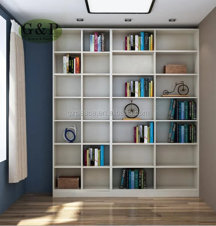2018 New 18mmmdf Board Customized Northern European Style Wood Bookcase With Study Table And