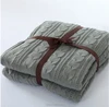 Elegant Warm Grey Softextile Chunky Knit Blanket Two Layer with 100% Polyester Sherpa
