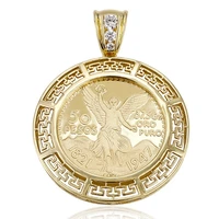 

33126 Xuping brass disc accessories jewelry women men metal custom 50 Peso Mexican Commemorative Coin 14k gold plated pendants