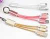 2017 New factory 2 in 1 braided keychain usb 2.0 charger cable