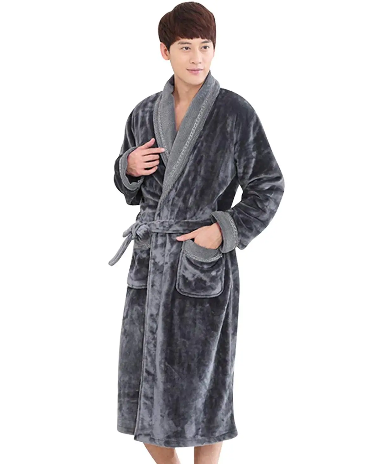 Cromoncent Mens Waffle Soft Cotton Cozy Bathing Lounge Bath Robe Robes