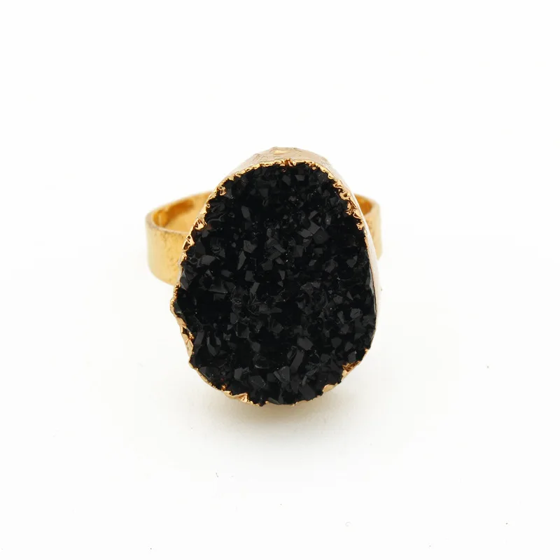 

Single stone finger ring black resin stone ring for women