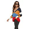 Colorful Sexy Loose Casual Deep V Neck Knit Cashmere Sweater for Woman