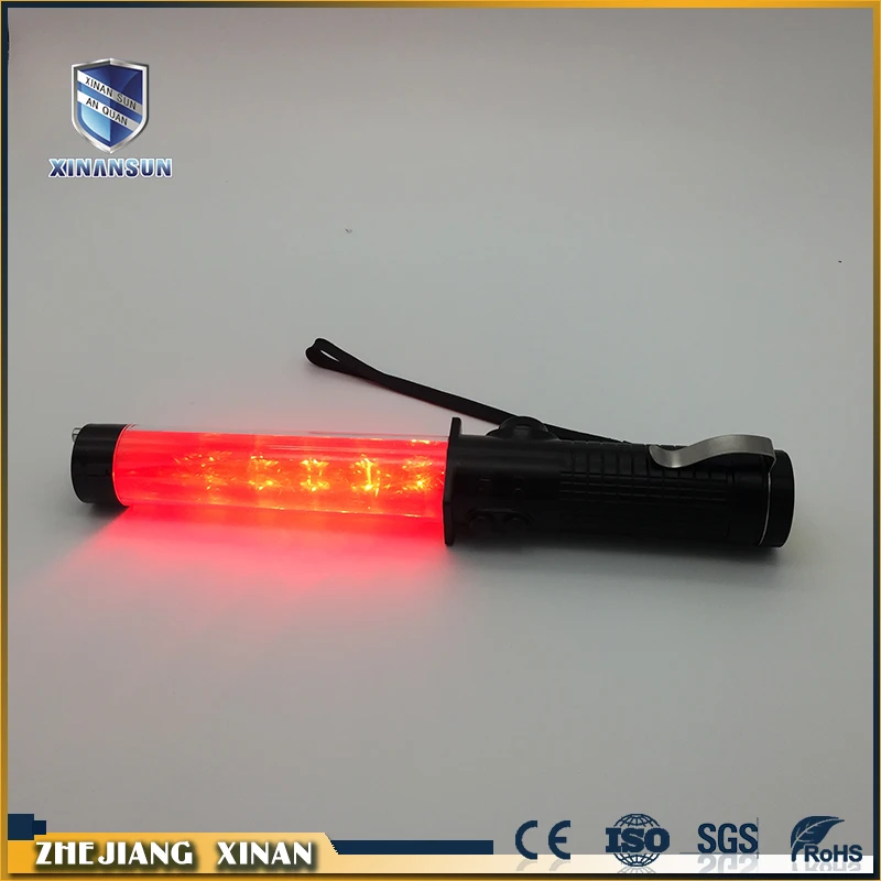 
Multifunction rechargeable rubber handle red led police traffic control baton with light 