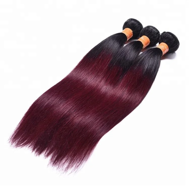 

Straight Peruvian Virgin Hair T1B/99J Dark Root Ombre Hair Extensions 3Pcs/Lot Two Tone Red Peruvian Human Hair Bundles