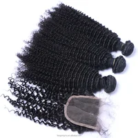 

Malaysian afro kinky curly virgin human hair bundles 3pcs with hd swiss lace top closure