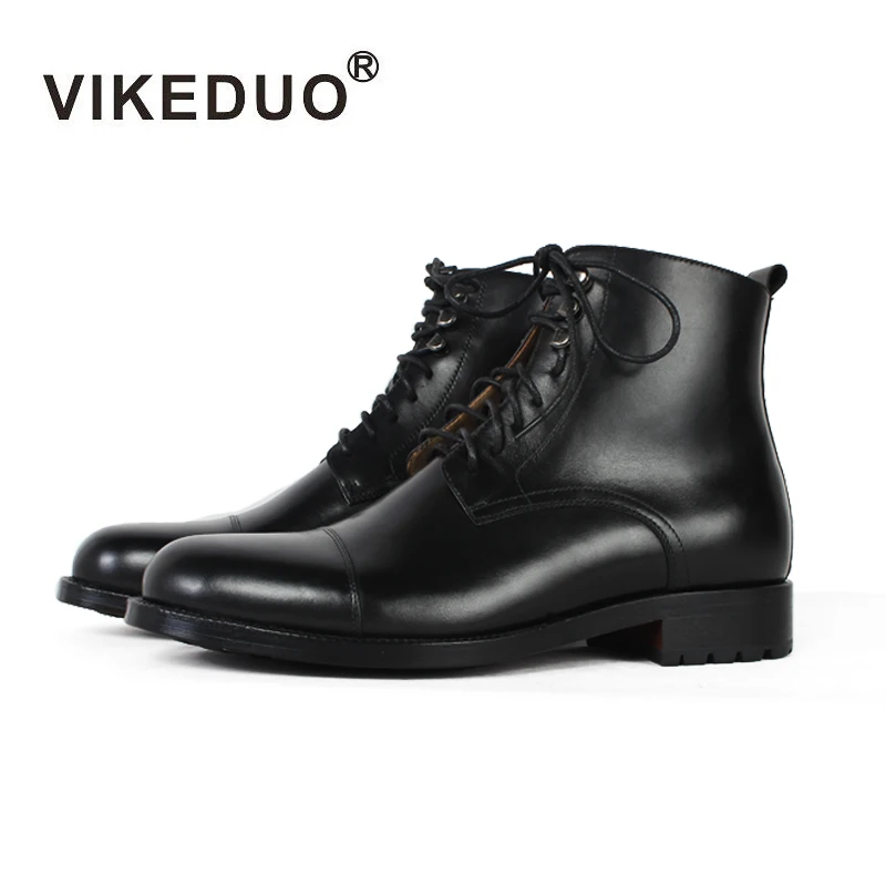 

VIKEDUO Hand Made Footwear Album Workwear Classic Italian Custom Mens Boots Ankle Boots For Interview, Wine red