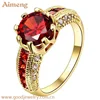 Hot style women jewelry inlay zircon diamond ruby ring engagement wedding ring gold