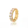 Custom Men's New One Row Zircon Prong Inlay AAA Zircon 18K Gold Plated Iced Out Copper Ring