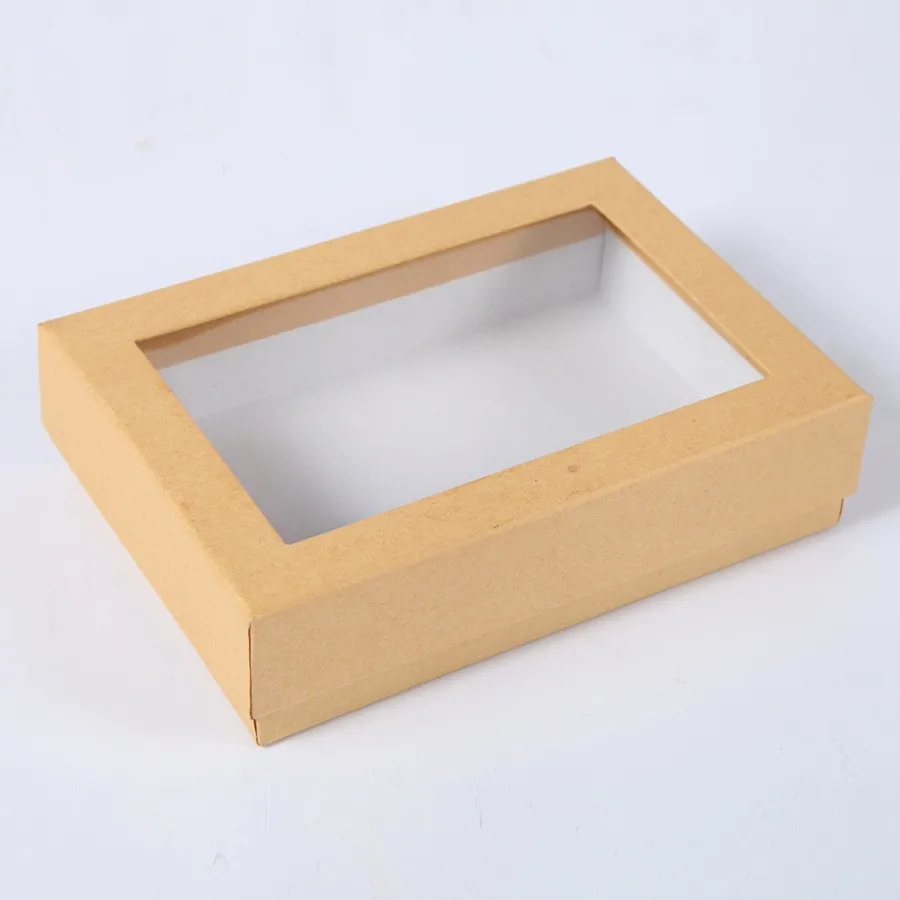 test pvc report material Paper Gift Clear Lid Box Base With Brown And Packaging