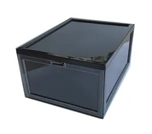 Image of Factory Supply BPA Free Stackable Clear Front Door Giant Shoe Box Storage Drop Front Transparent Plastic Shoe Storage Box