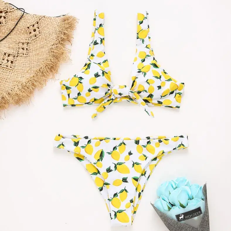 

New Young Girl Lemon Bikini Beautiful Hot Sexy Two Piece For Women Swimwear, As picture