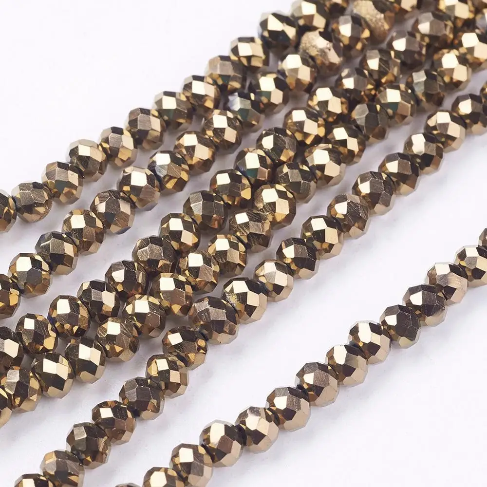 

PandaHall 4mm Electroplate Faceted Glass Rondelle Beads