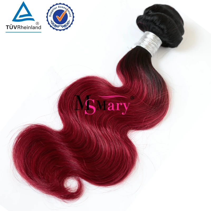 

Malaysian Wig Human Hair 1B/Burg Ombre Body Wave 10''-26'' Hair Extensions, N/a