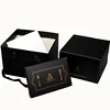 Custom Logo Eco-friendly Square Black Birthday Cake Box Paperboard Paper Box for Cheese Cake Bread Paper Packing Box with Ribbon