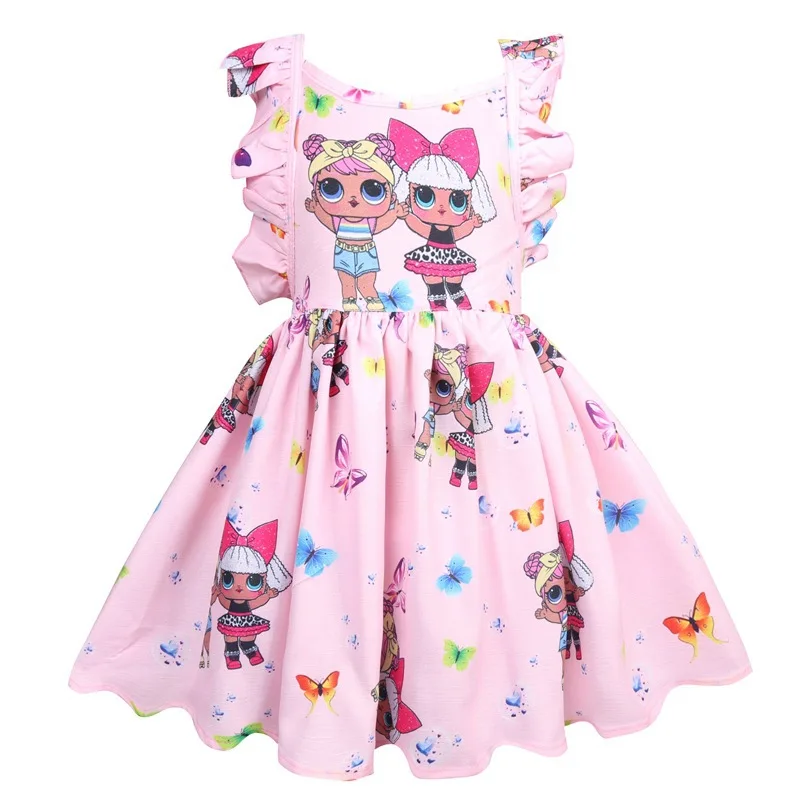 

Girl Kids Digital Printed LOL Costume Ballerina Tutu Doll Surprised Skirts summer sleeveless strap dress, N/a