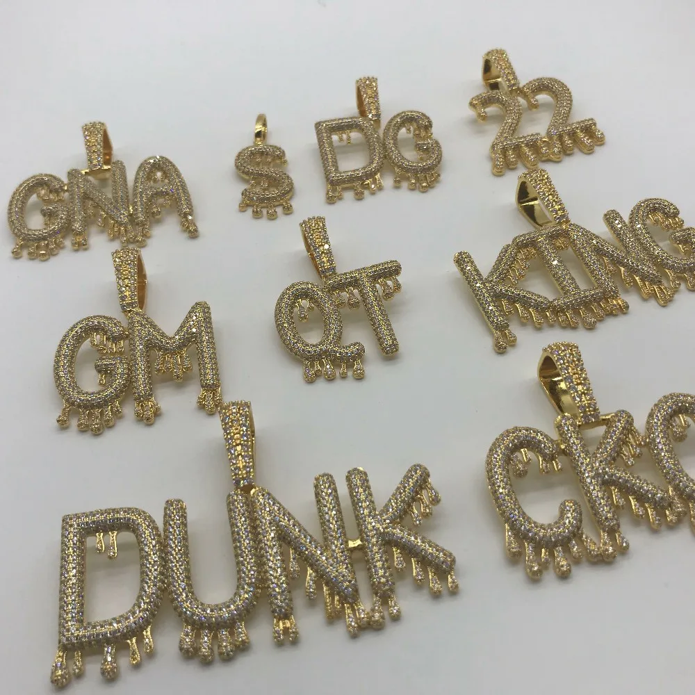 

Custom Jewelry Ice out Name Chain bubble letter pendant, Yellow/white/rose gold