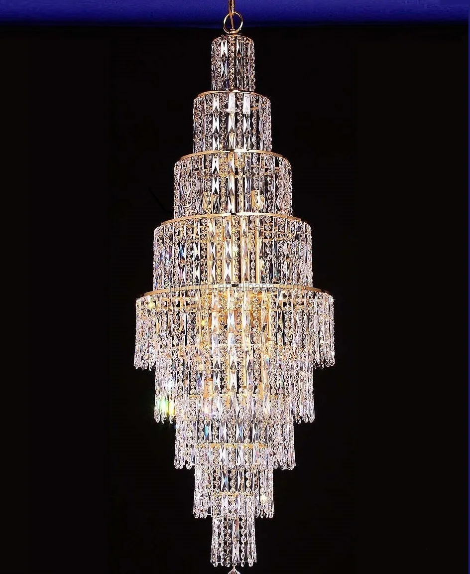 Zhongshan Light High Ceiling Villa Rhombic Luxury Staircase Cone Shape Long Crystal Chandelier Lighting Buy Crystal Chandelier Lighting Cone Shape