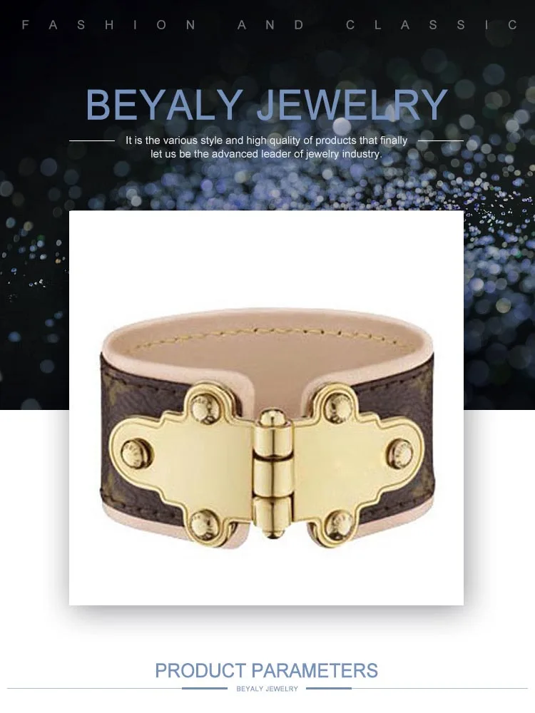 Comfort leather gold color toggle clasp bracelet metal