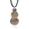 Big Round Mix Color Pendant Necklace for Women Men Multi Layer Black Leather Long Chain Necklace Punk Style Jewelry New XL08505