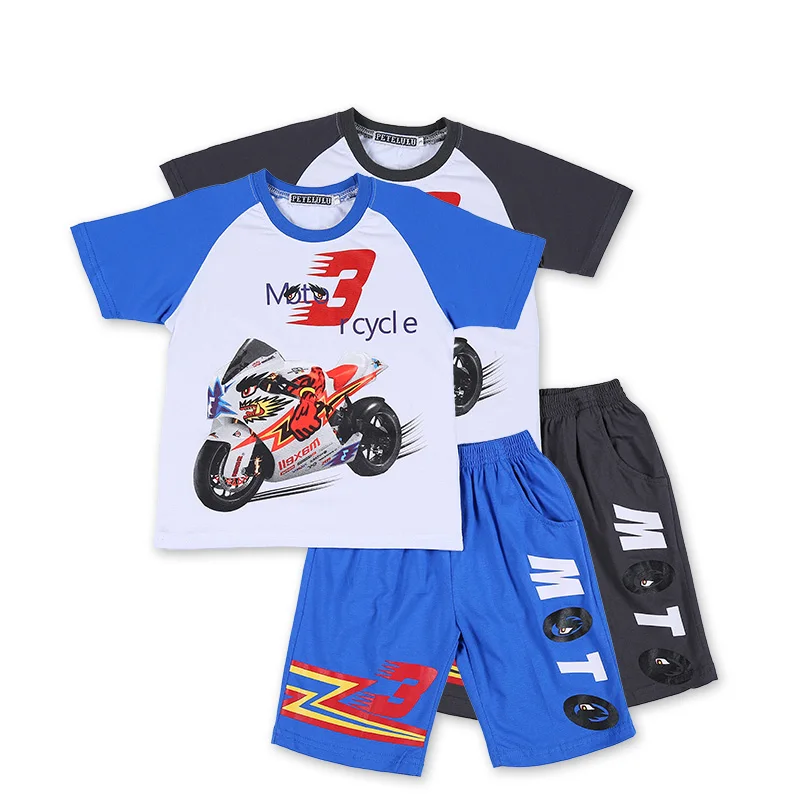 

Children clothing factory short sleeves motorcycle boy online kids clothes, Black, blue