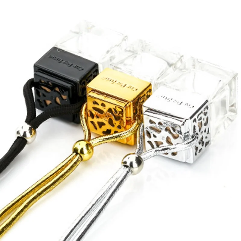 
Square shape silver cap empty hanging air freshener car perfume diffuser 