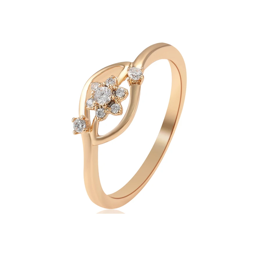16042 xuping 18K gold color flower head hexagonal star environmental copper synthetic CZ women elegant ring