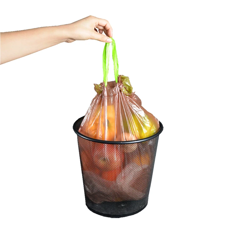 多色工厂批发堆肥袋可生物降解便携式塑料抽绳垃圾垃圾生物降解袋
