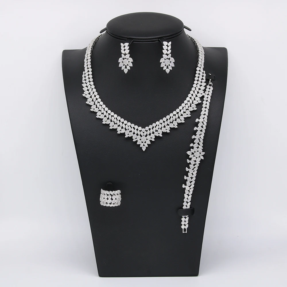 

Bridal fashion latest design wedding luxury jewelry set,necklace earring set