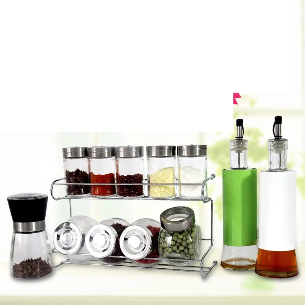 Glass cruet set Seasoning pot racks storage container kitchen storage containers seasonning box Spice bottles-G