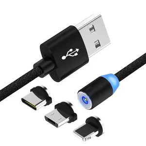 Wholesale micro usb 3 in 1 magnetic micro usb cable nylon braided magnetic usb cable for mobile phone