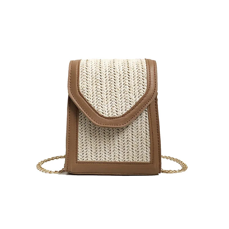 

New fashion straw bag 2019 new woven woman bag with chain sling bag, Custom made