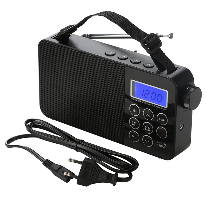 

factory price high sensitivity portable digital radio mini digital radio am fm sw, Black