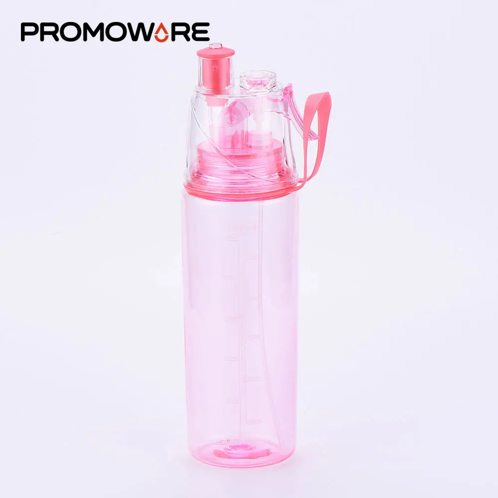 

Custom LOGO Cheap Water Bottle Plastic BPA Free Tritan Sport Drink Mist Spray Plastic Water Bottle with Mist Spray Straw Lid