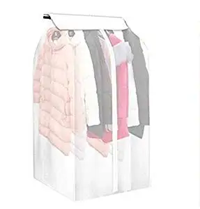 GOTOBUYWORLD Clear Scrub Vinyl Storage Closet Garment Cover-Top Quality Easy Organize Travel Cloth Bag-Clear Zipped Suit Bags Zipper Garment Clothes Covers 11.8x22.8x34.6"