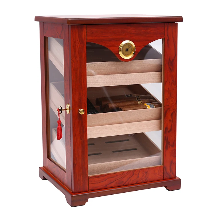 

Wholesale Large Wood Cigar Humidor With Hygrometer Glass Display Cuban Cigar Cabinet Case Box, N/a