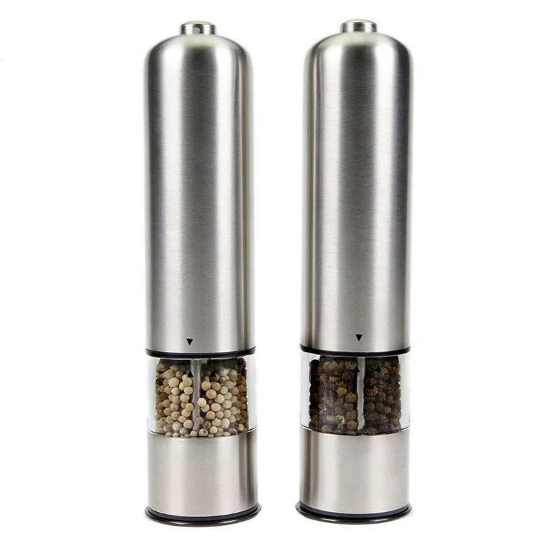

Premium Electric Salt And Pepper Grinder Set Stainless Steel Salt Pepper Grinder Wholesale, Silver