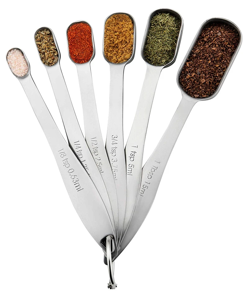 

Fits in Spice Jar Set of 6 Heavy Duty Stainless Steel Metal spice measuring spoon
